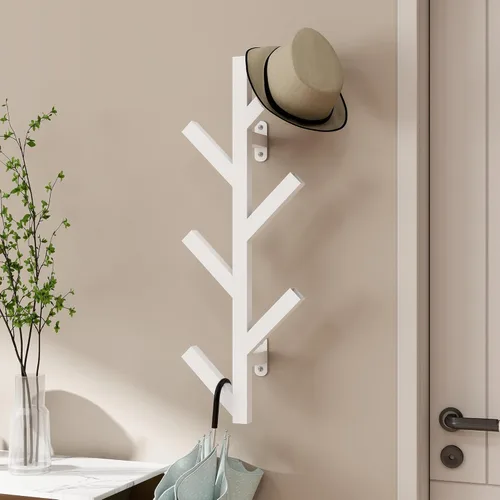 Miniatura 13 de Vlush Perchero de Metal para Montar en la Pared con 6 Ganchos, Perchero de Ropa Moderno y Minimalista, Perchero Vertical para Colgar Ropa