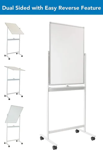 Miniatura 3 de Mount-It! Pizarra blanca móvil de borrado en seco, pizarra blanca rodante con ruedas y soporte, 36 x 24 pulgadas, pizarra reversible de borrado