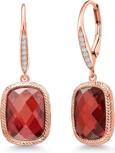 Miniatura 23 de Gem Stone King Aretes colgantes de plata de ley 925 con piedra natal y diamantes blancos cultivados en laboratorio de 4.60 quilates para mujer