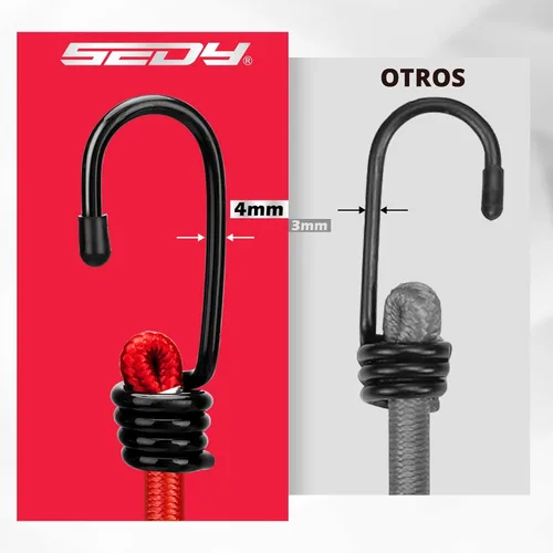 Miniatura 5 de 5 cuerdas elásticas de 24 pulgadas con ganchos de mosquetón, correas elásticas de goma resistentes, cuerda elástica con clips de mosquetón