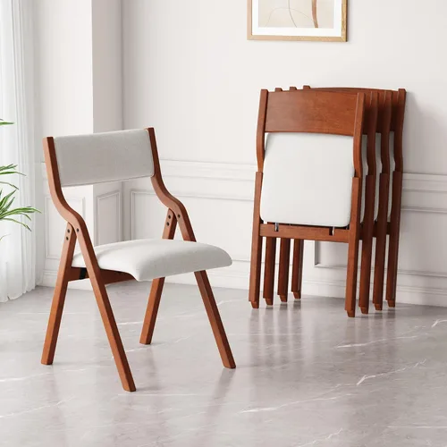 Miniatura 4 de Ball & Cast Juego de 2 sillas de comedor plegables tapizadas, sillas plegables de madera, 2 unidades, sillas portátiles de oficina para reuniones