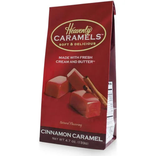J Morgan Confections Heavenly Caramel | Sabor a canela | Bolsa de 4.7 onzas, paquete de 4 | Caramelos de caramelo de mantequilla gourmet suaves y