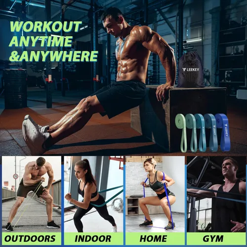 Miniatura 3 de LEEKEY Pull Up Assistance Bands,5-125LB Resistance Bands with Grip、Door Anchor、Gym Bag - Exercise Bands for Full-Body Training, Fitness, Physical