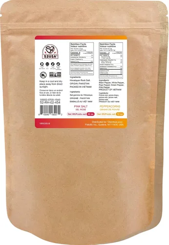 52USA Mezcla de pimienta arcoíris de 12 onzas + sal rosa del Himalaya gruesa, 2 libras (paquete de 2), Kosher, empaquetada para mantener la pimienta