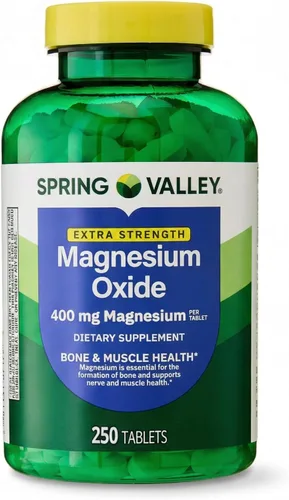Magnesio 400mg – 250 tabletas, suplemento de magnesio de alta potencia, tabletas diarias de magnesio para hueso, nervio, músculo y apoyo cardíaco
