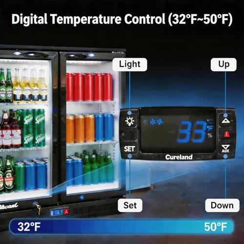 Miniatura 4 de Enfriador de barra trasera para debajo de la encimera, refrigerador de bebidas de 7.5 pies cúbicos, refrigerador bajo encimera, 2 puertas de 36