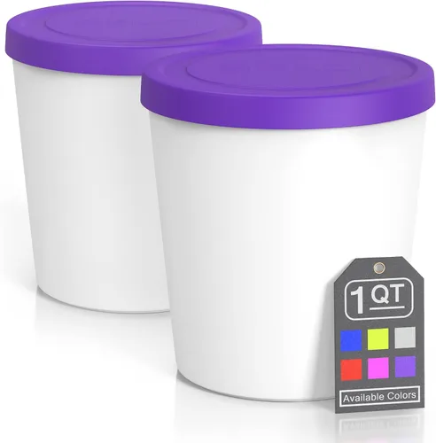 Miniatura 9 de BALCI - Recipientes de helado de alta calidad (paquete de 6 - 1 cuarto de galón, 16 oz y 8 oz), perfecto para congelador, cubetas de almacenamiento