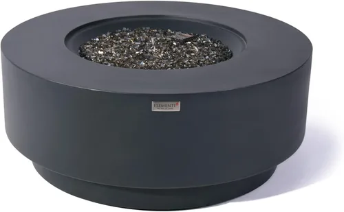 Miniatura 3 de AMS Chimenea Elementi Plus Nimes Mesa redonda de gas propano de hormigón gris oscuro (propano líquido)