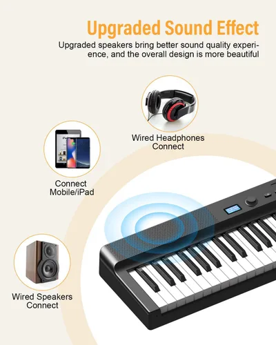 Miniatura 3 de Teclado de Piano Plegable Mejorado, Teclado Semi Pesado de 88 Teclas de Tamaño Completo con Soporte para MIDI y Bluetooth, Teclado de Piano Plegable