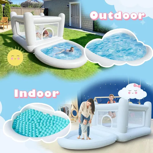 Miniatura 2 de White Bounce House - Casa inflable para niños de 3 a 6 años, casa inflable para interiores y exteriores para niños y adultos