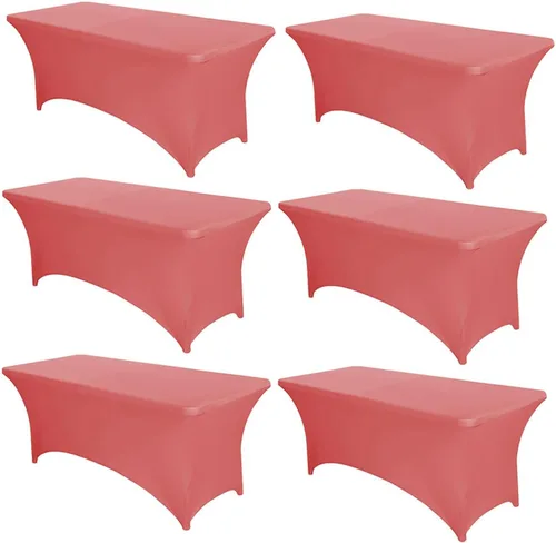 Miniatura 9 de PTC21B - Juego de 6 manteles elásticos de 6 pies, color negro, rectangular, ajustable, lavable, de elastano, para fiestas, bodas, cócteles