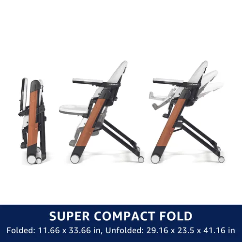 Miniatura 6 de Peg Perego Siesta, Silla Alta Plegable y Reclinable Crece Con el Bebé, Altura Ajustable, Limpieza Rápida y Ruedas Fáciles de Empujar para Bebés