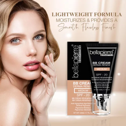 Miniatura 3 de bellapierre BB Cream con SPF 20 - Protector solar tintado, corrector, base y crema facial hidratante Fórmula ligera + aplicador superior No Medio
