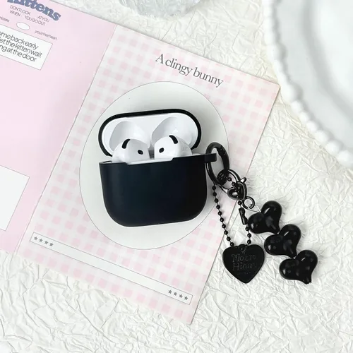 Miniatura 3 de inewateri Funda compatible con AirPods 4, TPU suave con kit de limpieza, bonito dije de hebilla plateada a la moda, diseño estético, a prueba