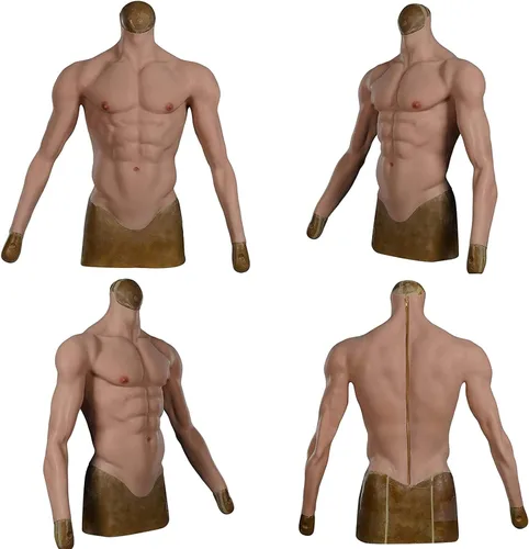 Miniatura 3 de Traje muscular de silicona con brazos con cremallera pecho de silicona masculino con brazos realista pecho abdominal