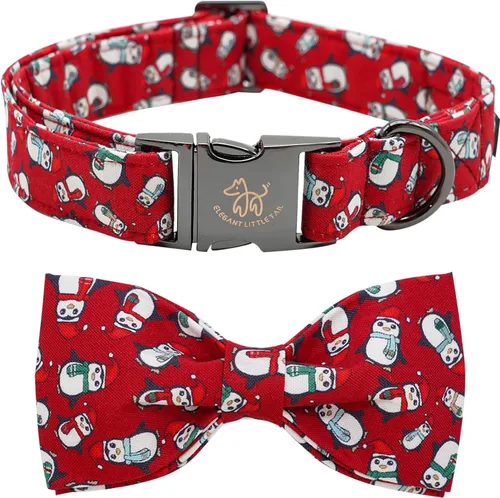 Miniatura 8 de Collar para perros Elegant little tail, collar navideño para perros con flor roja, collar festivo para mascotas, collar con lazo para perros, collar