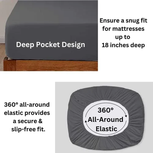 Miniatura 5 de SlumberWell Giza Sheets Twin - Sábanas de 100% algodón egipcio Giza - Juego de 4 piezas - Tamaño individual - Gris oscuro sólido