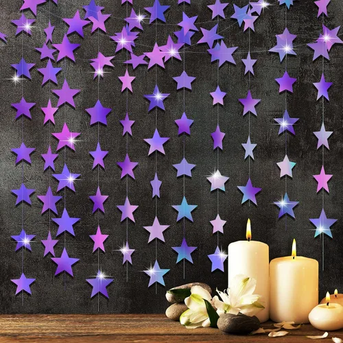 Miniatura 38 de Patelai Guirnalda de estrellas con purpurina 2026, decoración de graduación de 130 pies, pancarta colgante de estrella para fiesta, cumpleaños