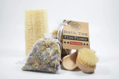 Miniatura 4 de Five Flower Bath Tea Bag - Tub Tea, Floral Bath Soak, Relaxation Body Soak Elder Flowers, Rose, Lavender, Chamomile, Calendula, Epsom Salt