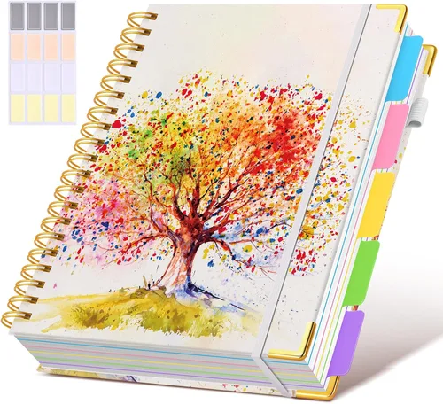 Miniatura 13 de Cuadernos en espiral de 8.5 x 11 pulgadas para trabajar con pestañas divisorias extraíbles, 300 páginas, cuaderno de 5 materias con rayas