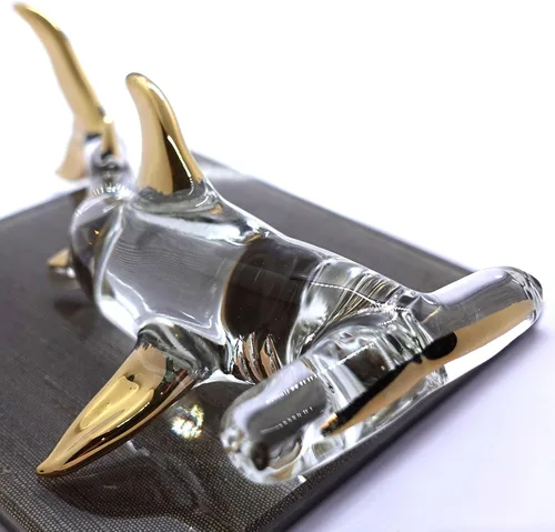 Miniatura 17 de Hammerhead - Figuras en miniatura de tiburón, animales marinos, pintadas a mano, arte de vidrio soplado, adornos dorados, regalo coleccionable