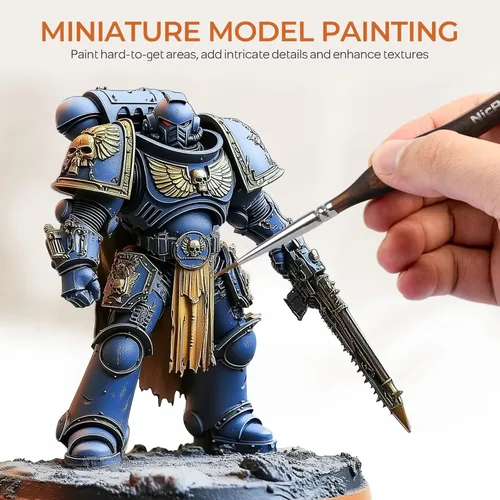 Miniatura 2 de Nicpro Kolinsky Sable - 7 pinceles de pintura en miniatura, pinceles profesionales de detalles finos con rollo de tela, juego de pinceles de artista