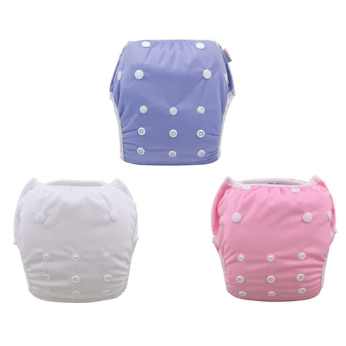 Miniatura 84 de Alva, Pañales de bebé para nadar, paquete de 2 unidades, talle único, reutilizable, lavable y ajustable de 0 a 36 meses. Tamaño de 10 a 40 lbs