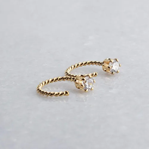 Miniatura 79 de Half Huggie Birthstone Gold Hoop Earrings for Women Tiny Cartilage Stud Piercing Earring Hypoallergenic Earring Screw Back Dainty Hug