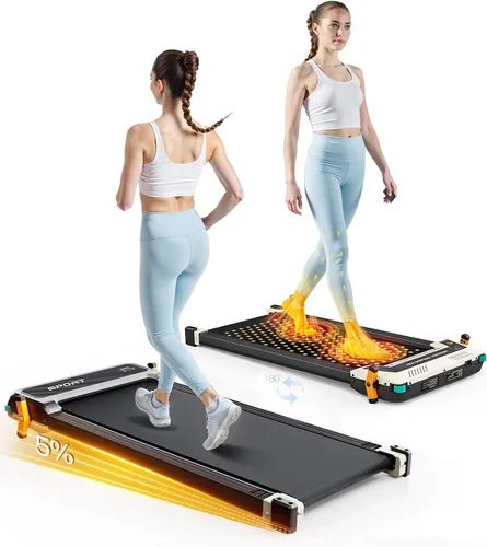 AKLUER Caminadora Plegable con Inclinación – Caminadora 2 en 1 de Doble Cara para Debajo del Escritorio con Masajeador de Pies Shiatsu, Caminadoras