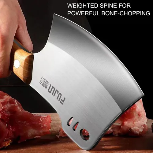 Miniatura 3 de Cuchillo Cuchilla de Carnicero para Cortar Carne y Hueso Hecho a Mano, Hachas de Carnicero de Servicio Pesado, Cortador de Huesos Forjado a Mano