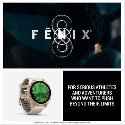 Miniatura 9 de Garmin fēnix® 8 – 43mm, AMOLED, Zafiro, Smartwatch GPS Multisport Premium, Batería de Larga Duración, Certificado para Buceo, Linterna LED Oro suave