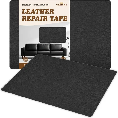 CHEIGHY 2 piezas Kit de reparación de cuero autoadhesivo para muebles, sofás, asientos de auto 8.2X11 pulgadas Cinta adhesiva de cuero de vinilo PU