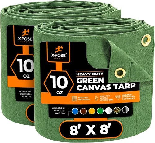 Miniatura 180 de Xpose Safety Lona de Lona - Lonas de Lona Verde de 10oz Resistentes al Agua con Ojales de Latón - Lona Multiusos para Exteriores para Campamento