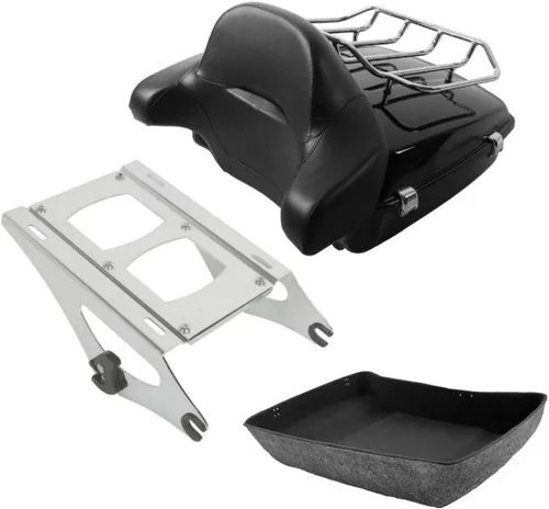 Miniatura 9 de TCT-MOTORPARTS Maletero y respaldo negro mate cortado para Harley Touring Electra Street CVO Road King Glide 2014-2025