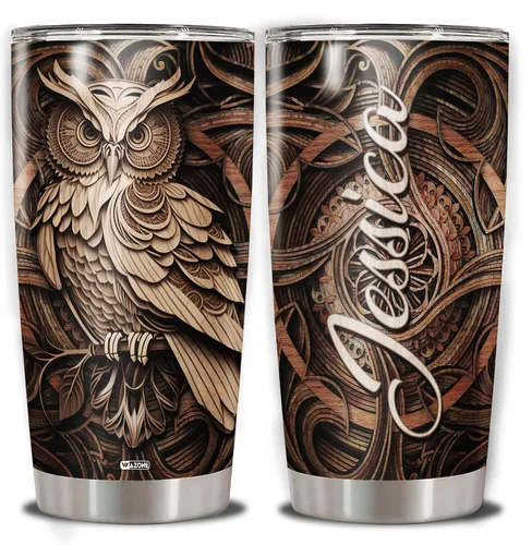 Miniatura 23 de WAZONE Vaso de vaca personalizado con tapa, de piel de vaca occidental, de 20 onzas, 30 onzas, taza de viaje con nombre personalizado, taza aislada