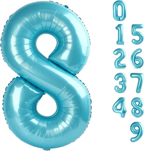 Miniatura 152 de Globos de números de 5 globos de 40 pulgadas, decoraciones de cumpleaños azules para niños y niñas, globos de números azul marino grandes