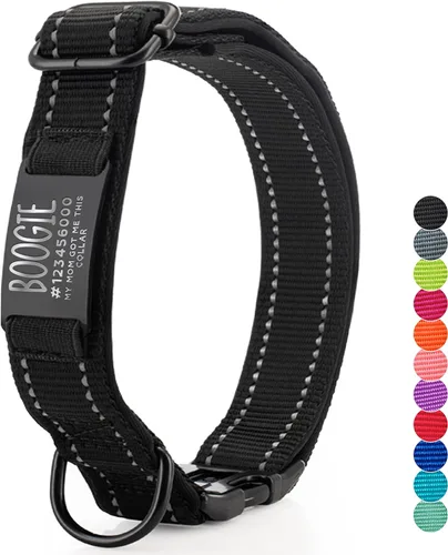 ACTUALIZADO - Collares de perro personalizados y placa de identificación grabada, collar de perro de nailon reflectante, personalizable en 11