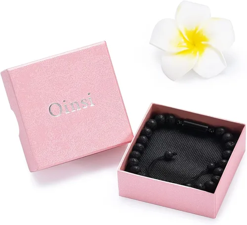 Miniatura 4 de Oinsi Pulseras casuales de piedra de lava para hombre con cuentas de cremación para cenizas tubo hueco joyería conmemorativa longitud ajustable