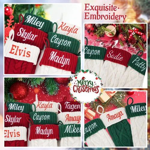 Miniatura 37 de Calcetines de Navidad personalizados para perros y gatos, calcetín de Navidad bordado con nombre personalizado en forma de pata de mascota o hueso