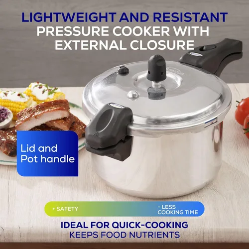 Miniatura 5 de Universal Olla a presión para estufa, olla a presión de aluminio con 6 sistemas de seguridad, olla a presión pequeña para frijoles, carne, arroz