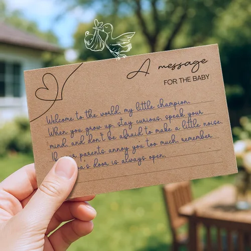 Miniatura 7 de Tarjetas de consejos para baby shower para padres – 50 tarjetas de deseos de doble cara con caja – Deseos para decoración de baby shower, diversión