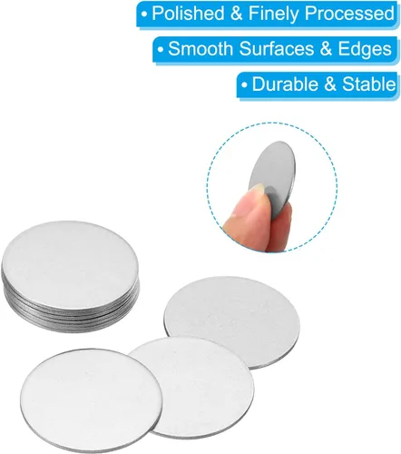 Miniatura 4 de PATIKIL Disco de acero de 1.260 in, 10 etiquetas redondas de metal para estampado en blanco, placa de disco circular circular de metal, placa