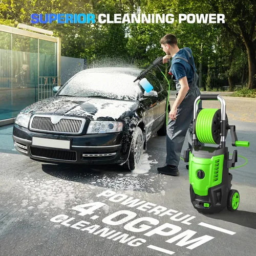 Miniatura 7 de Lavadora a presión eléctrica de 4800 PSI, lavadora de alta potencia de 4.0 GPM con carrete de manguera de 33 pies, 4 puntas de pulverización