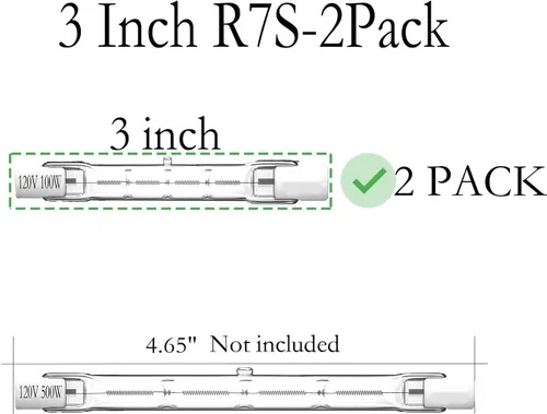 Miniatura 2 de R7S - Bombillas halógenas de 100 W, 3 pulgadas, T3 de 100 W, paquete de 2 bombillas halógenas R7S, T3 JType, reemplazo de bombilla halógena