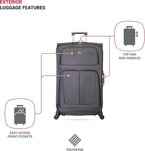 Miniatura 3 de SwissGear Gris oscuro 3 Piece Set 212527 Equipaje Sion Softside con ruedas giratorias