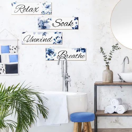 Miniatura 2 de 4 piezas de arte de pared floral de acuarela de hongos para decoración de baño, decoración de pared, para baño, mariposa, flores, pintura, ramo