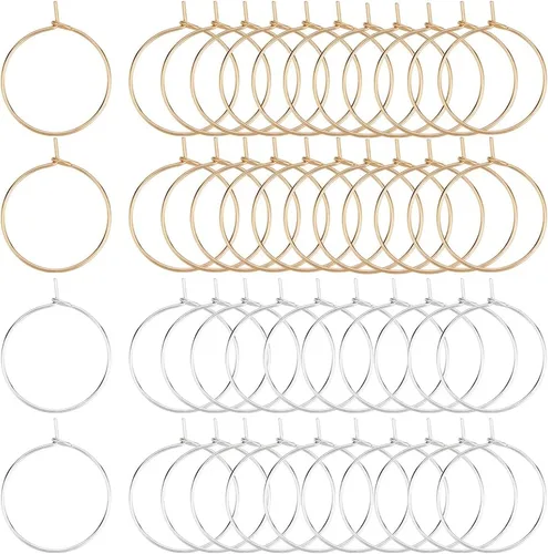 Miniatura 6 de Beebeecraft 1 caja de 100 piezas de aretes de aro chapados en oro de 18 quilates de acero inoxidable 316 con pines de 0.028 in para hacer aretes