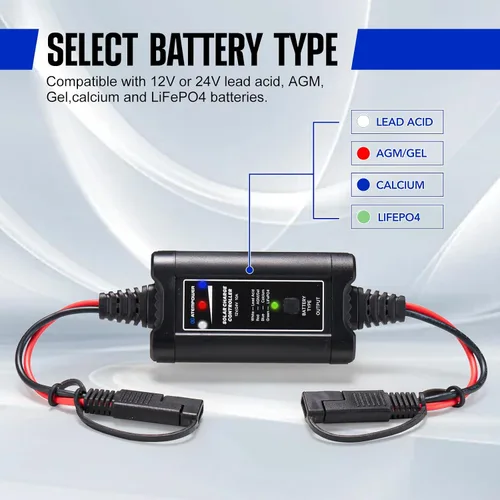 Miniatura 2 de ATEM POWER - Controlador de carga solar MPPT de 10 A, controlador de panel solar portátil inteligente de 12/24 voltios para paneles solares