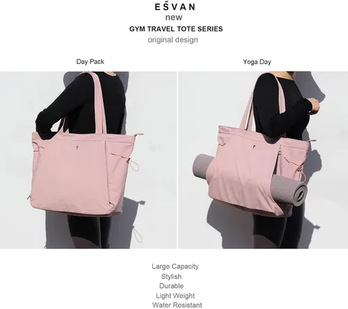 Miniatura 5 de ESVAN Bolsa de yoga para mujer, bolsas de hombro con cordón para oficina, entrenamiento, viajes, transporte, pilates, gimnasio y playa Púrpura
