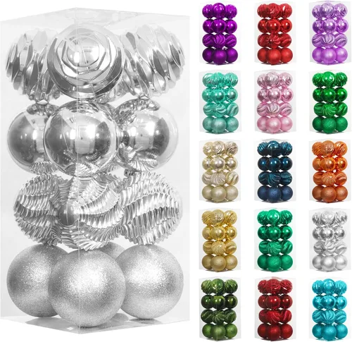Miniatura 29 de XmasExp - Juego de 24 adornos de bola de Navidad mini irrompibles, adornos para árbol de Navidad, bolas de árbol de Navidad de 30 mm/1.18 pulgadas